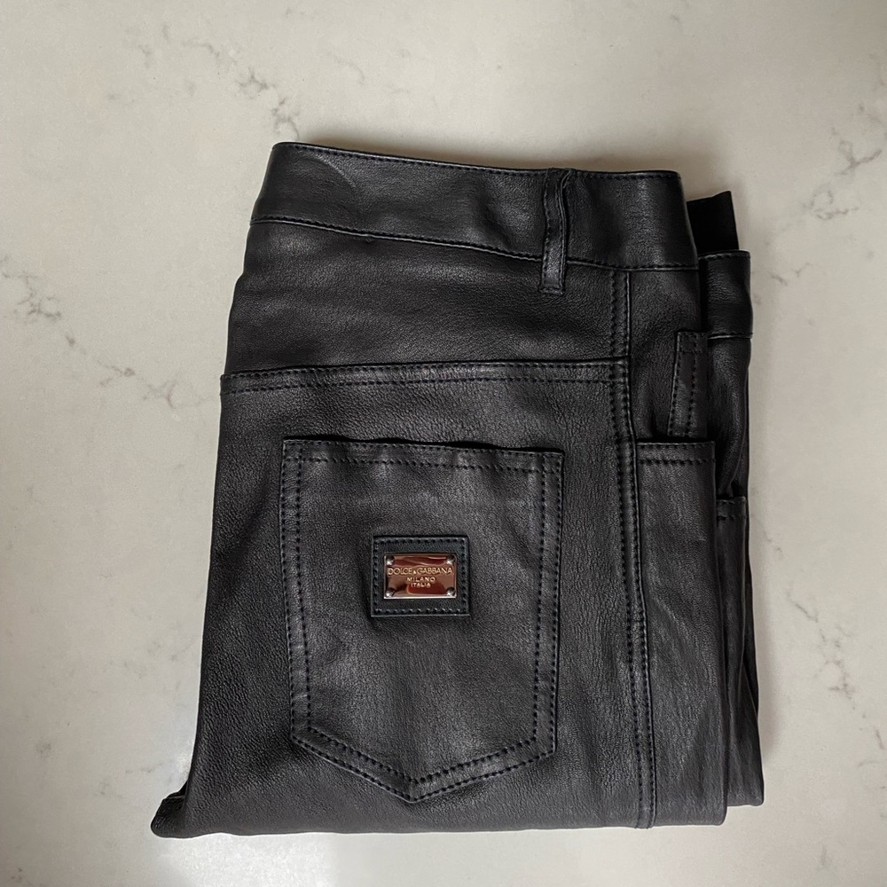 Dolce & Gabbana slim leather trouser goatskin 42